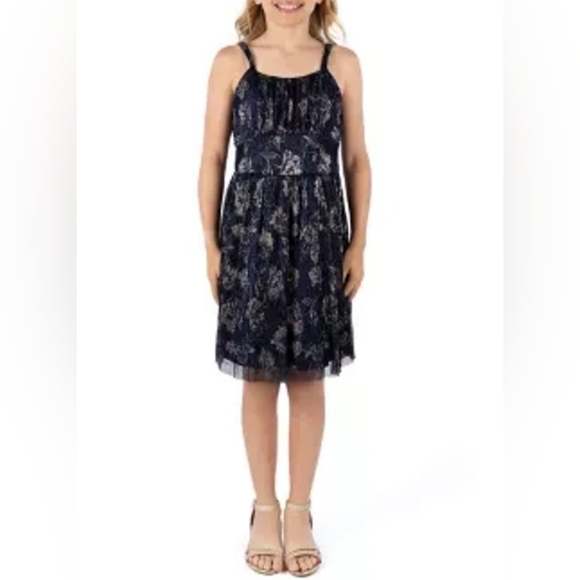 JCPenney Blue Smocked Tiered Sundress for Wedding Guest - Picture 1 of 7